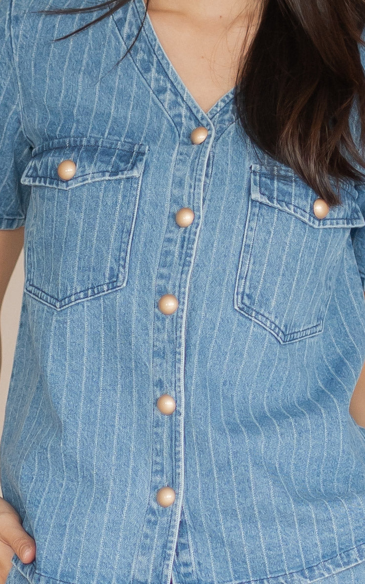 Jordyn Buttons Denim Nursing Top