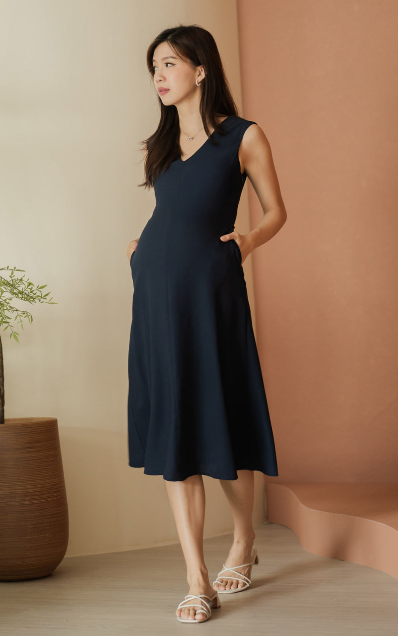 Kali Classic Nursing Dress in Navy