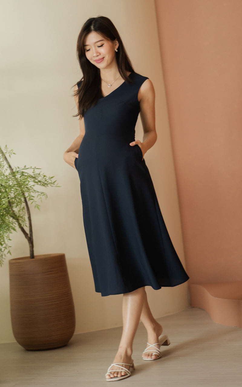 Kali Classic Nursing Dress in Navy