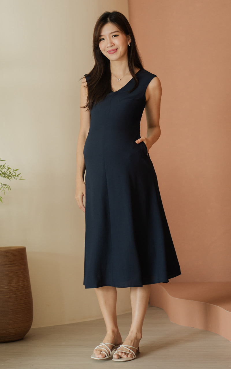 Kali Classic Nursing Dress in Navy
