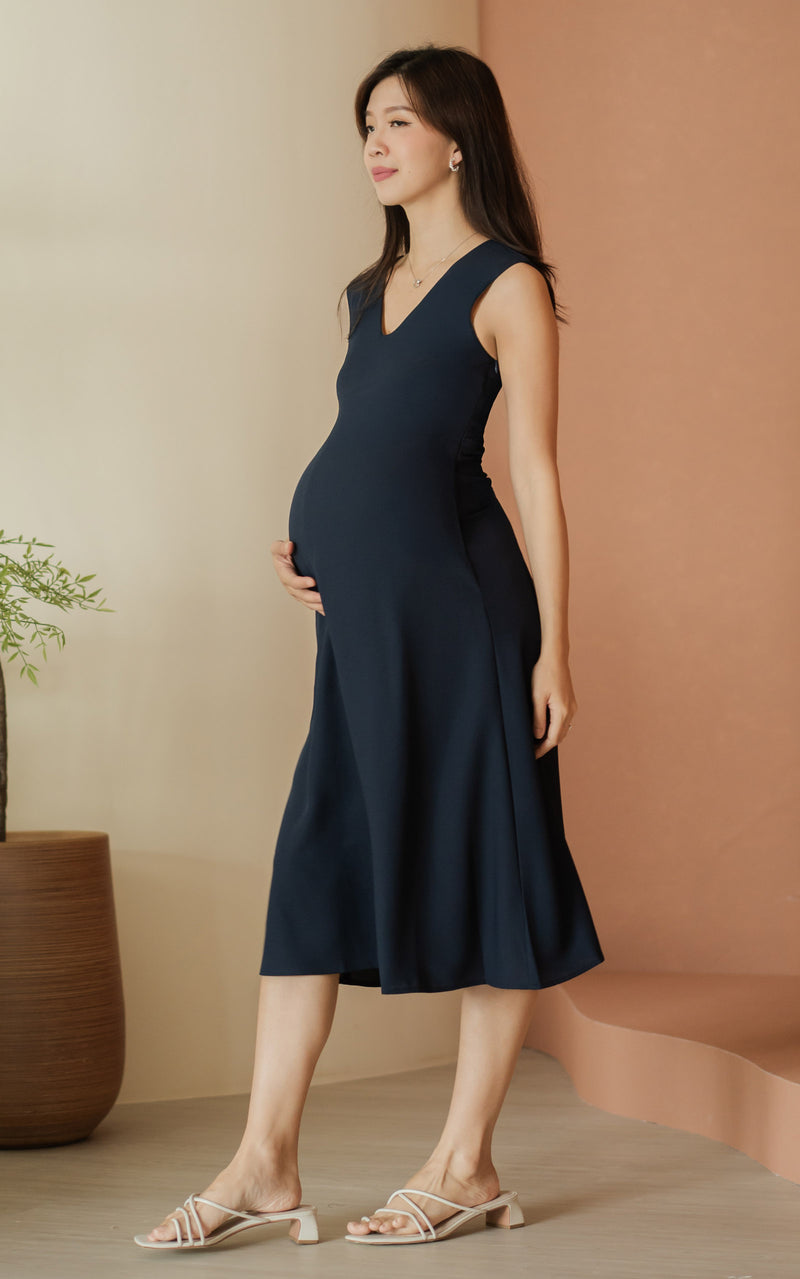 Kali Classic Nursing Dress in Navy
