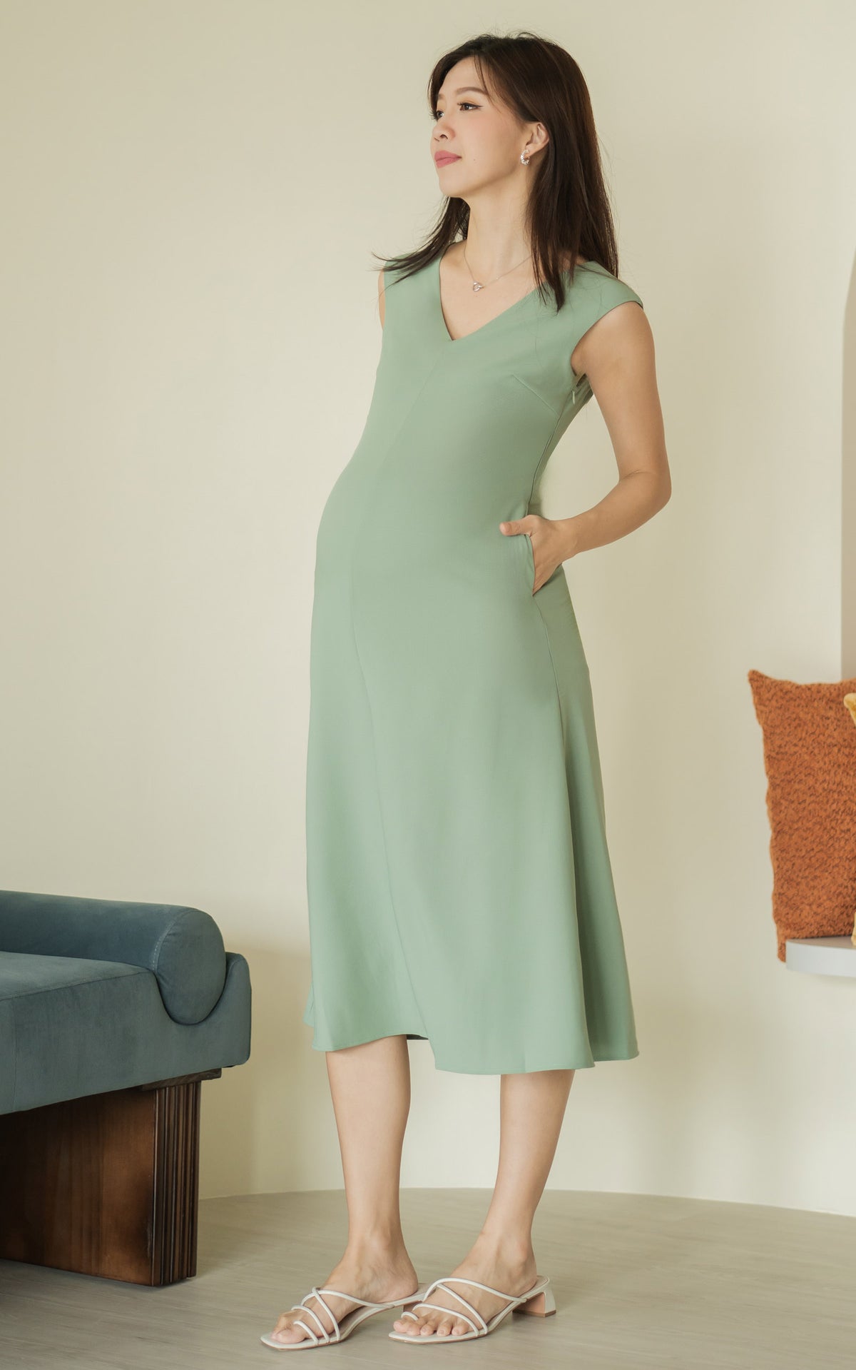 Kali Classic Nursing Dress in Sage