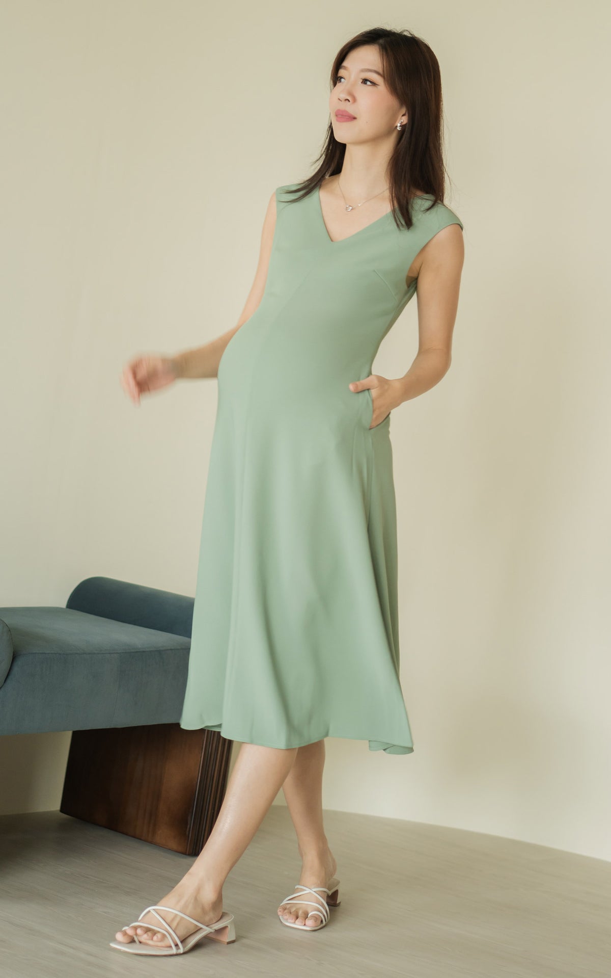 Kali Classic Nursing Dress in Sage