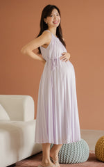 Kamila Pleated Padded Nursing Dress in Lilac