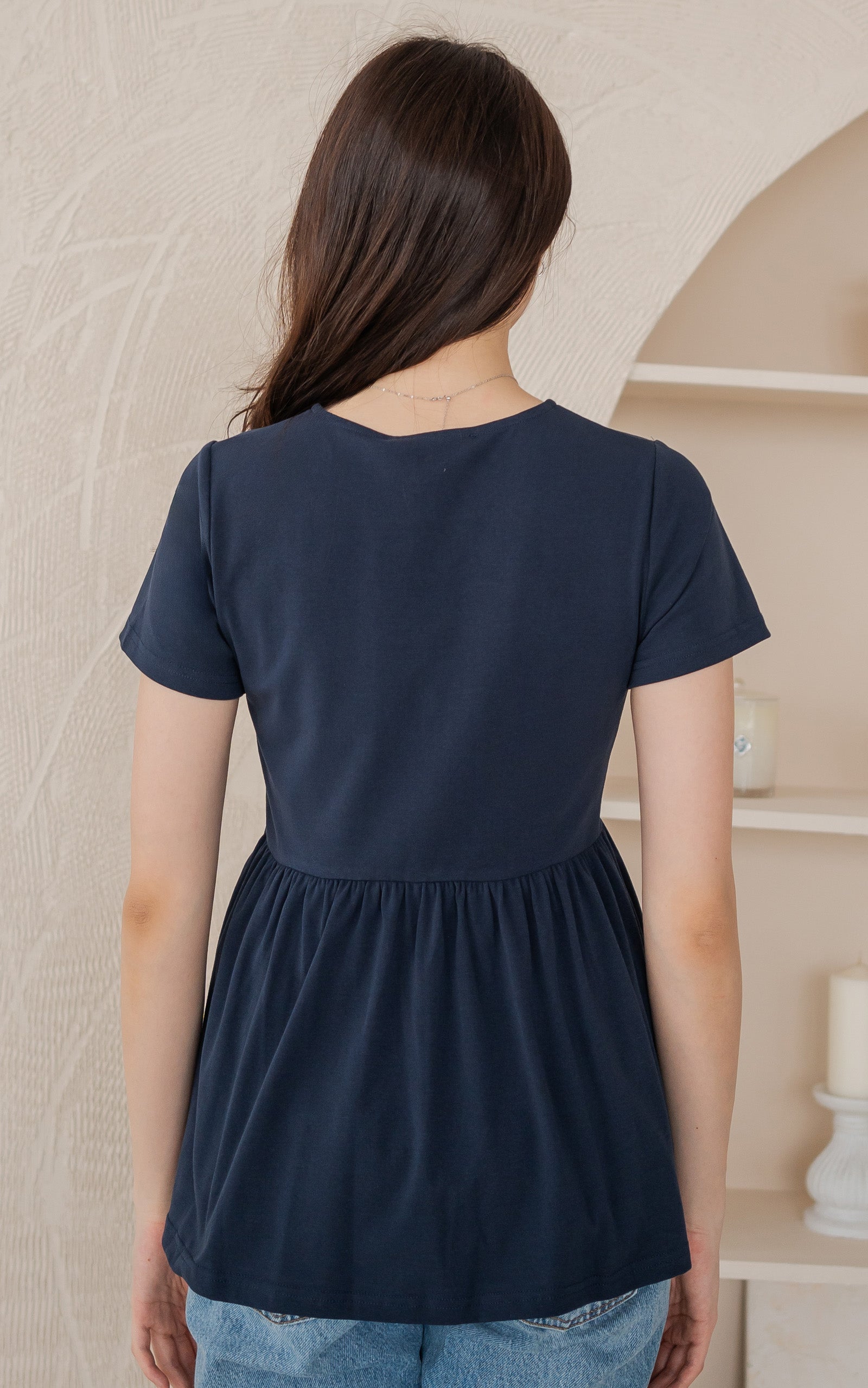 Kaylani Peplum Nursing Top in Navy – Jump Eat Cry