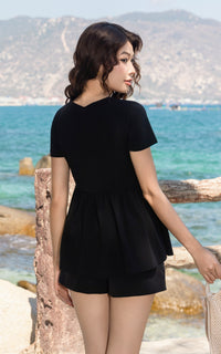[BACKORDER] Kaylani Peplum Nursing Top in Black