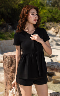 [BACKORDER] Kaylani Peplum Nursing Top in Black