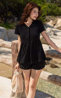 Kaylani Peplum Nursing Top in Black