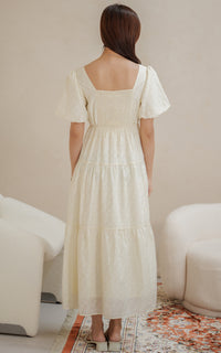 Kendall Printed Nursing Dress in Cream