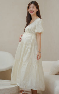 Kendall Printed Nursing Dress in Cream