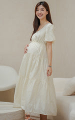 Kendall Printed Nursing Dress in Cream