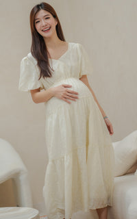 Kendall Printed Nursing Dress in Cream