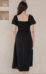 Kimberly Creased Nursing Dress in Black