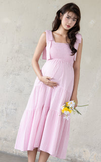 Kinsley Checkered Nursing Dress in Pink