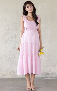 Kinsley Checkered Nursing Dress in Pink