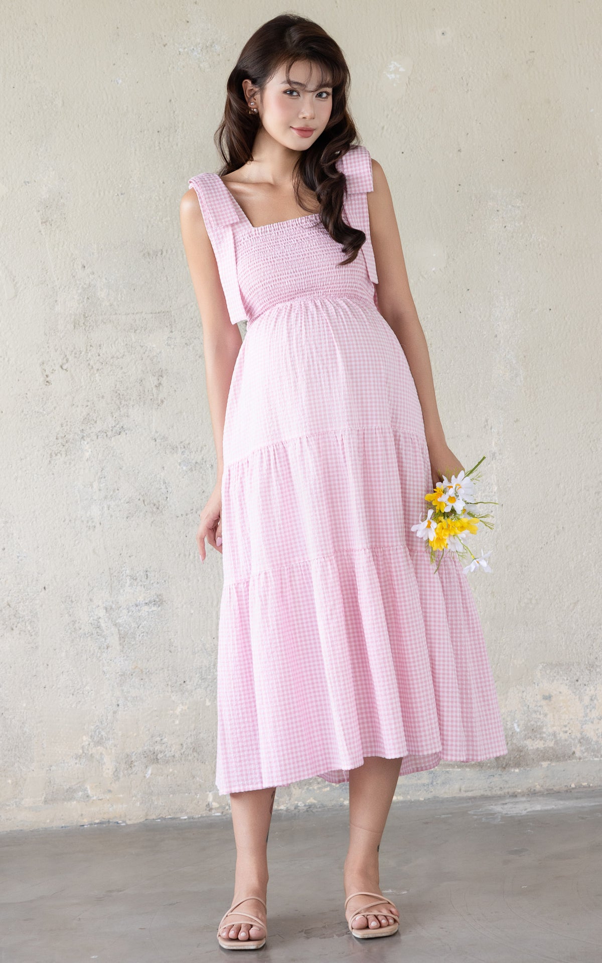 Kinsley Checkered Nursing Dress in Pink