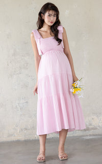 Kinsley Checkered Nursing Dress in Pink