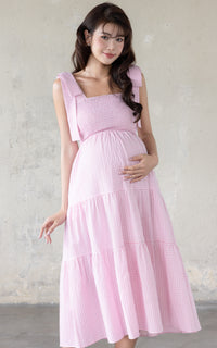 Kinsley Checkered Nursing Dress in Pink