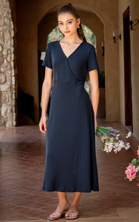 Azalea Knitted Tiered Nursing Dress in Navy