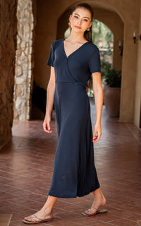 Azalea Knitted Tiered Nursing Dress in Navy