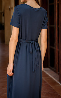 Azalea Knitted Tiered Nursing Dress in Navy