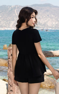 Kaylani Peplum Nursing Top in Black