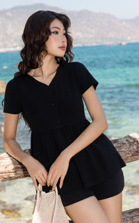 Kaylani Peplum Nursing Top in Black