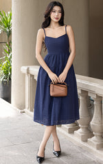 Laila Eyelet Dress in Navy