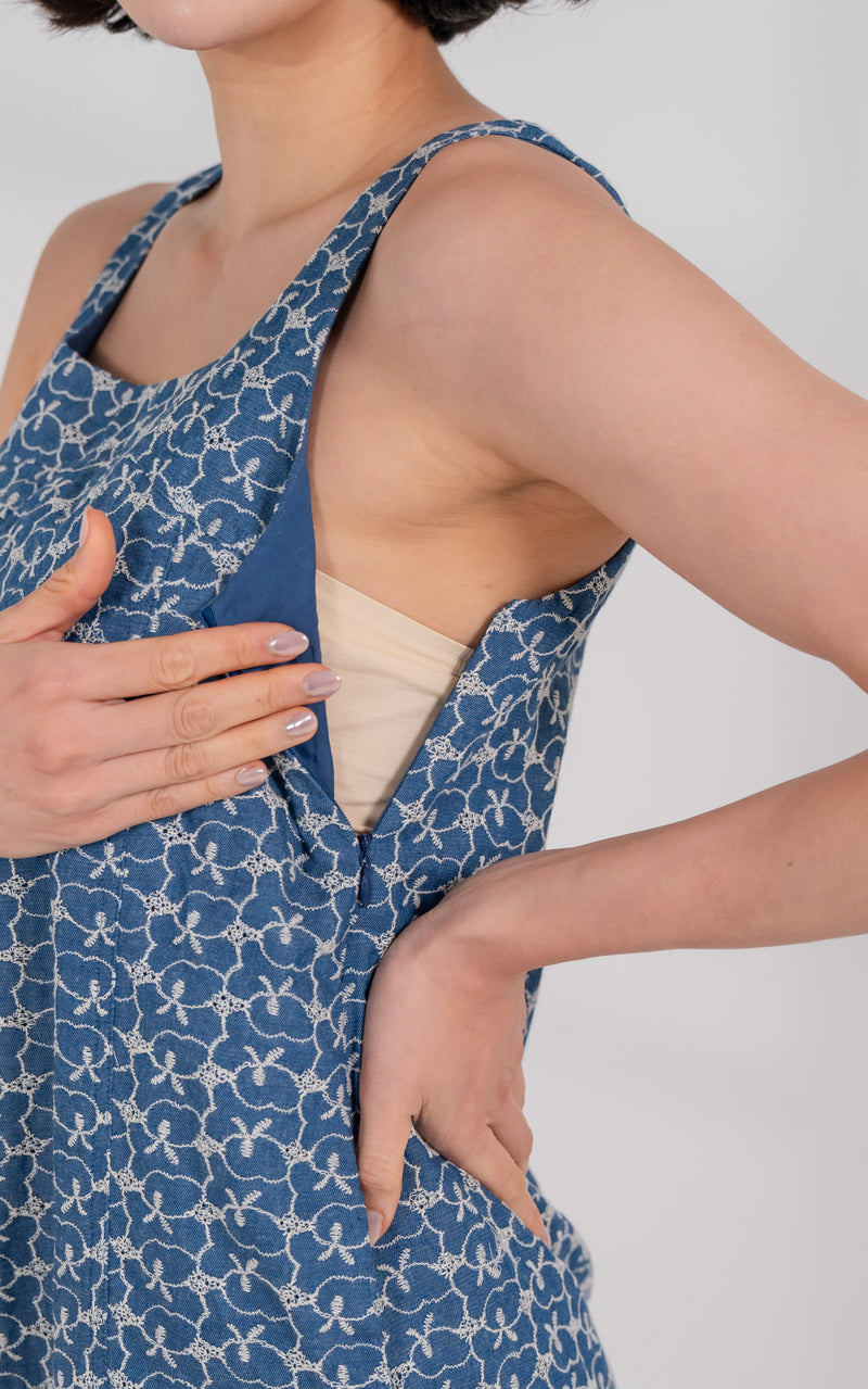 Leia Printed Denim Nursing Dress