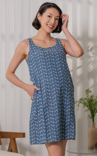 Leia Printed Denim Nursing Dress