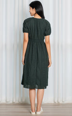 Leilani Eyelet Nursing Dress in Forest Green