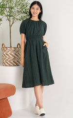 Leilani Eyelet Nursing Dress in Forest Green