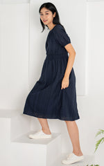 Leilani Eyelet Nursing Dress in Navy