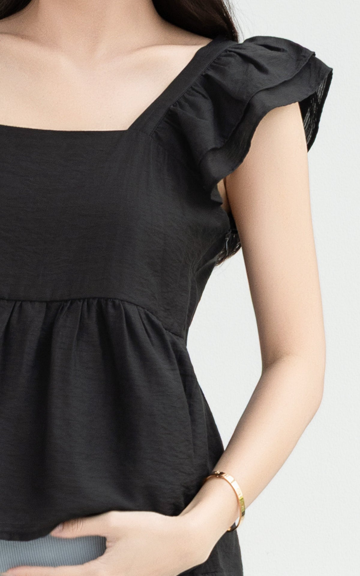 Lyra Cotton Nursing Top in Black
