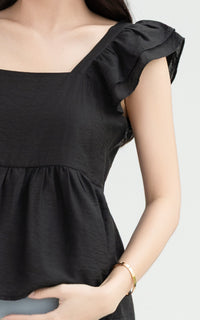 Lyra Cotton Nursing Top in Black