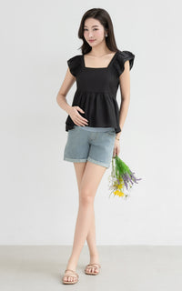 Lyra Cotton Nursing Top in Black