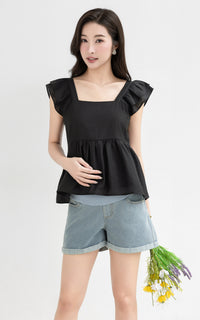 Lyra Cotton Nursing Top in Black