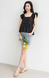 Lyra Cotton Nursing Top in Black