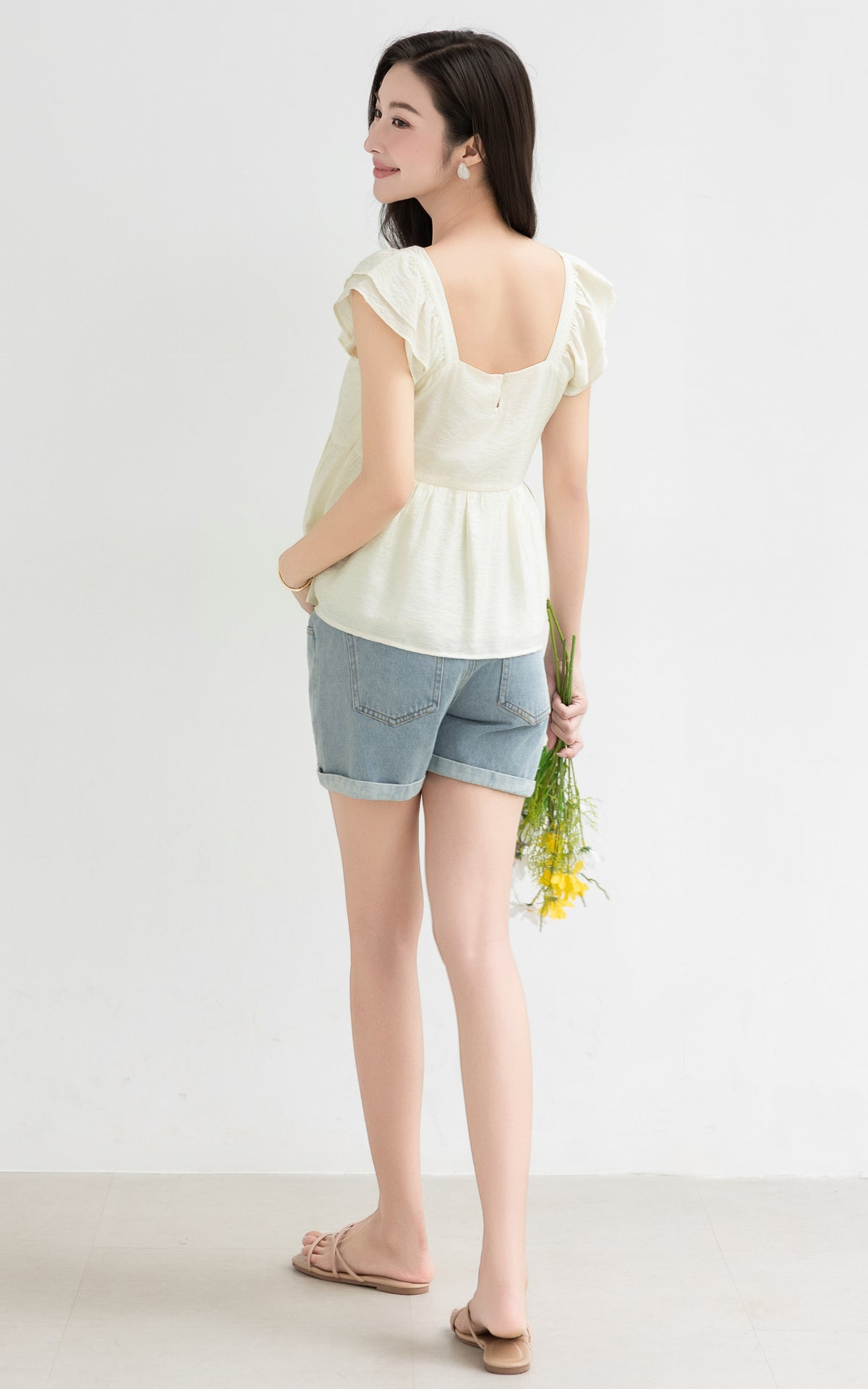 Lyra Cotton Nursing Top in Cream