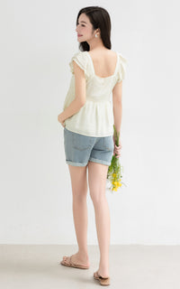 Lyra Cotton Nursing Top in Cream