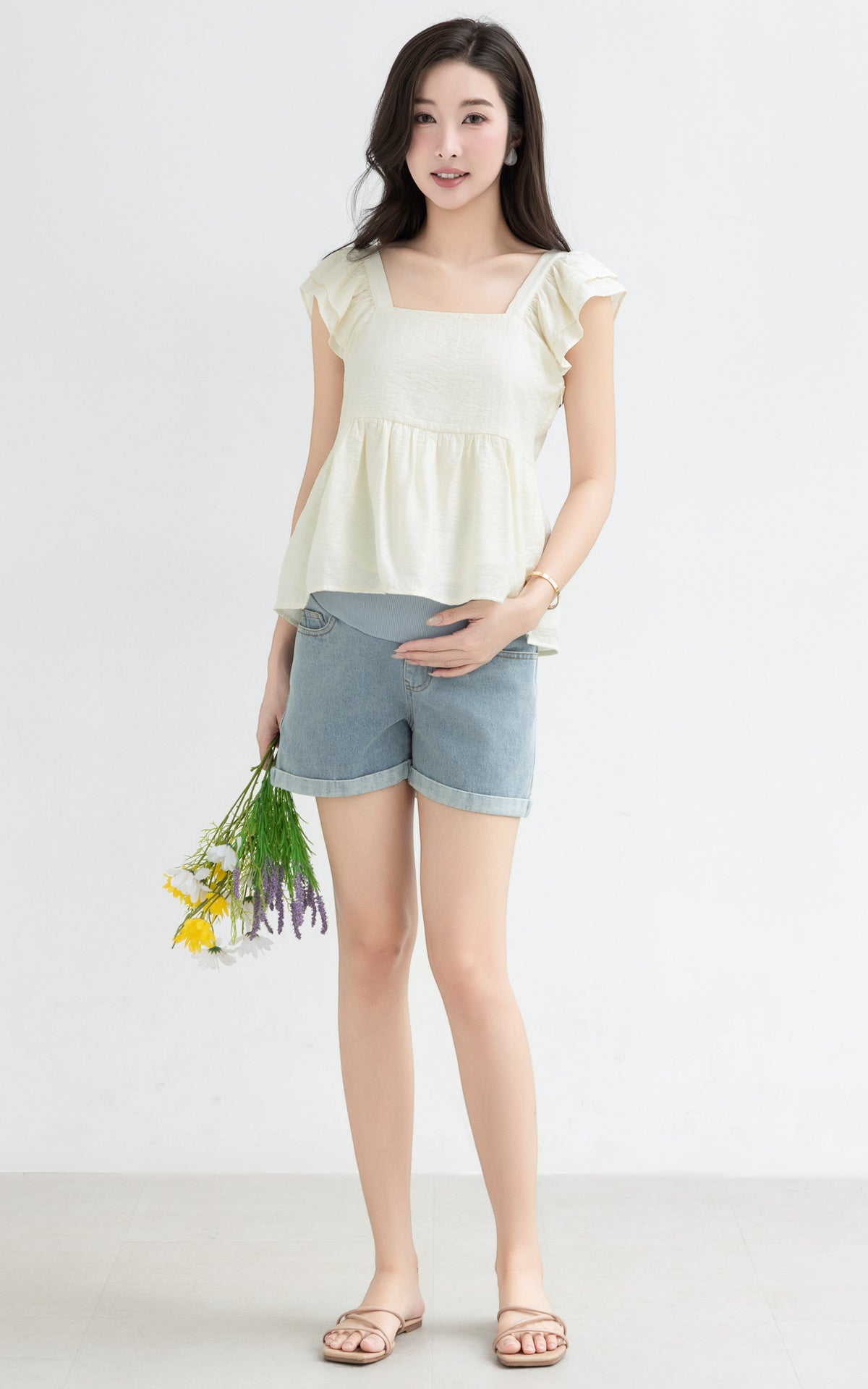 Lyra Cotton Nursing Top in Cream