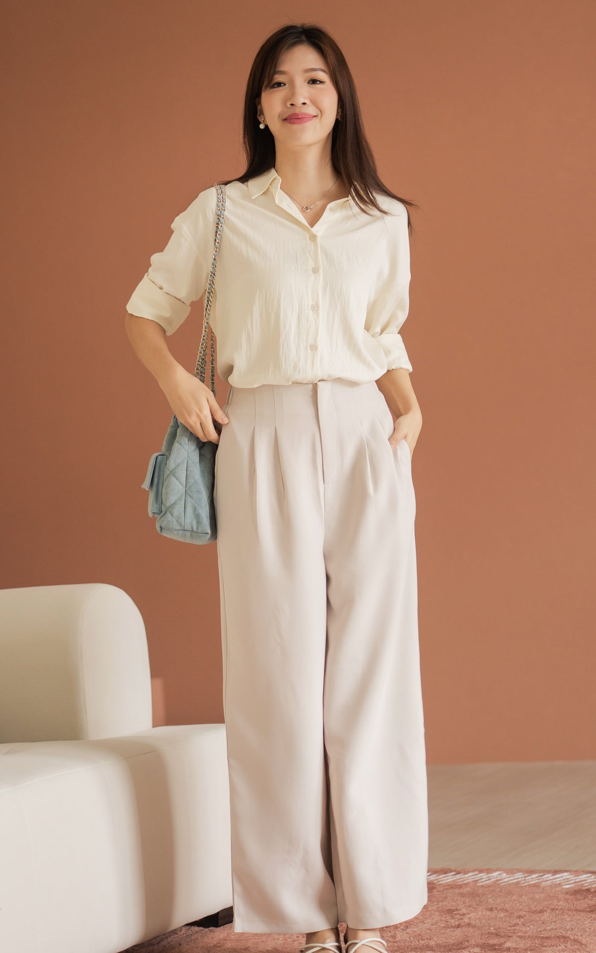 Mabel Flare Cut Pants in Cream