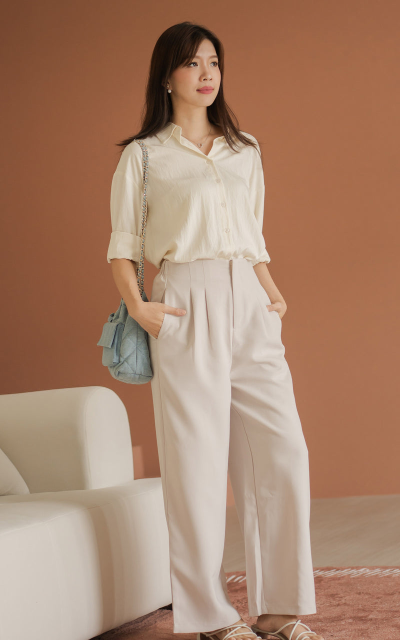 Mabel Flare Cut Maternity Pants in Cream