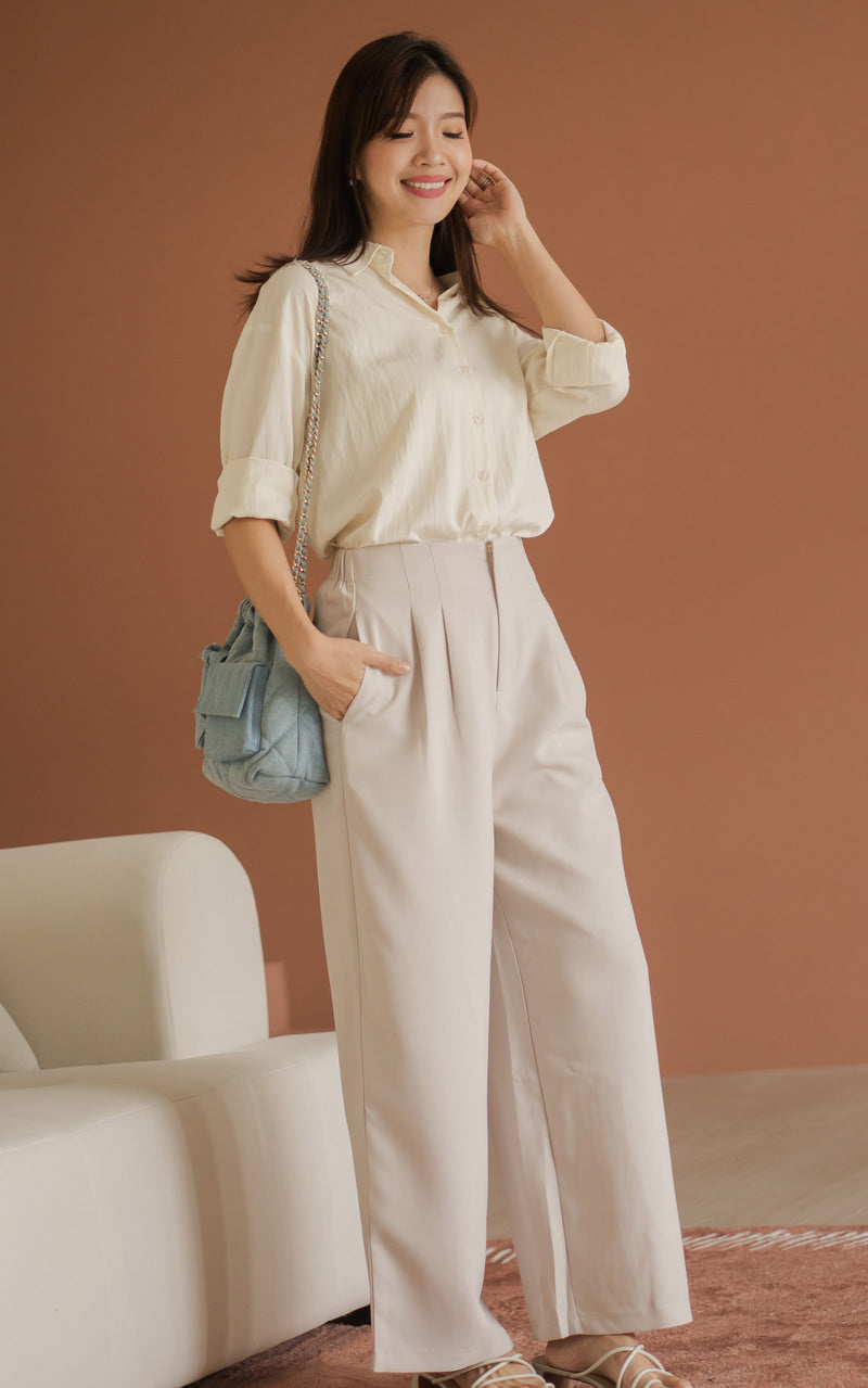Mabel Flare Cut Maternity Pants in Cream