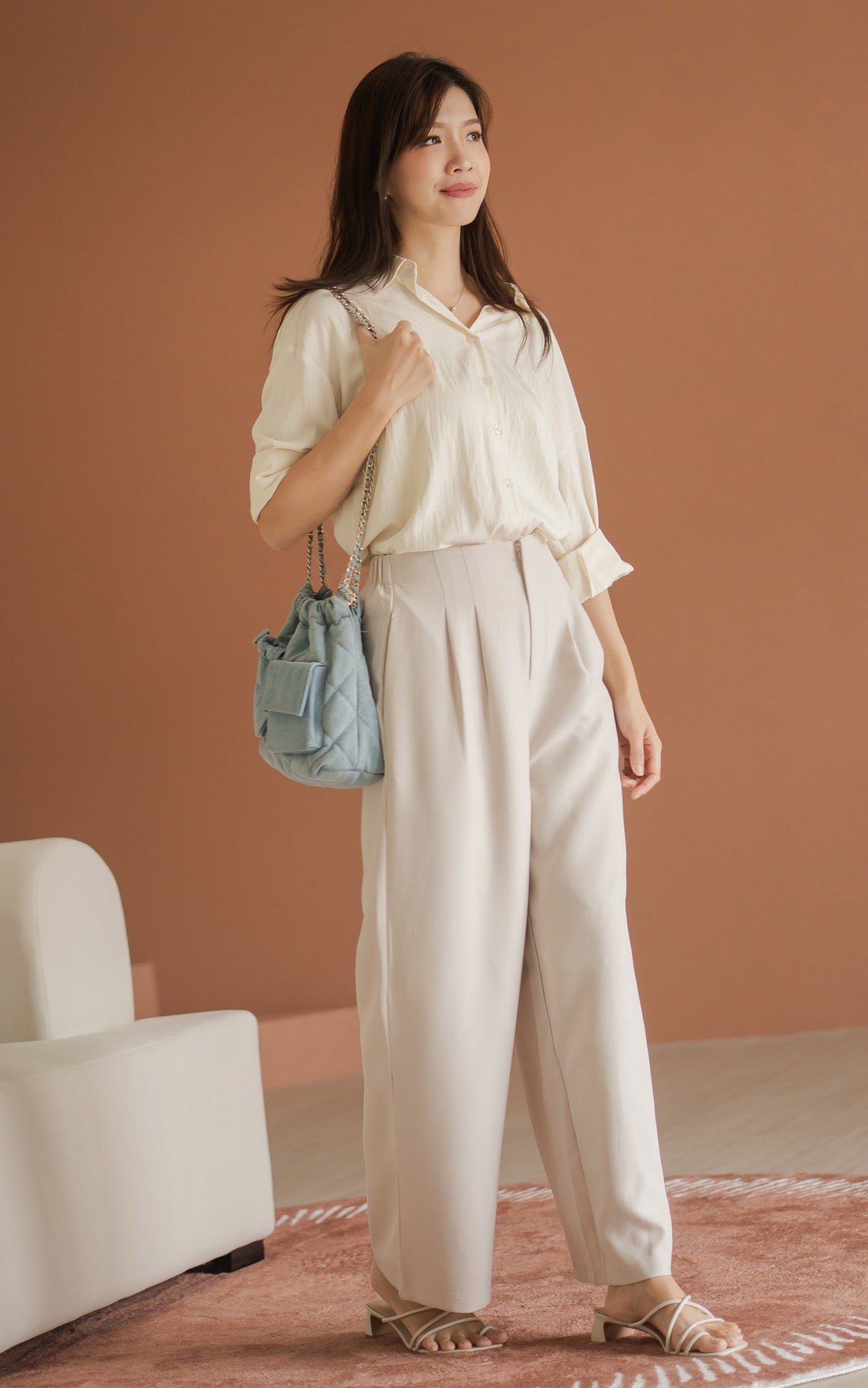 Mabel Flare Cut Pants in Cream