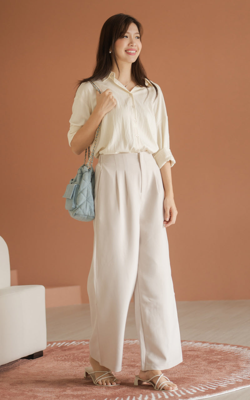 Mabel Flare Cut Maternity Pants in Cream