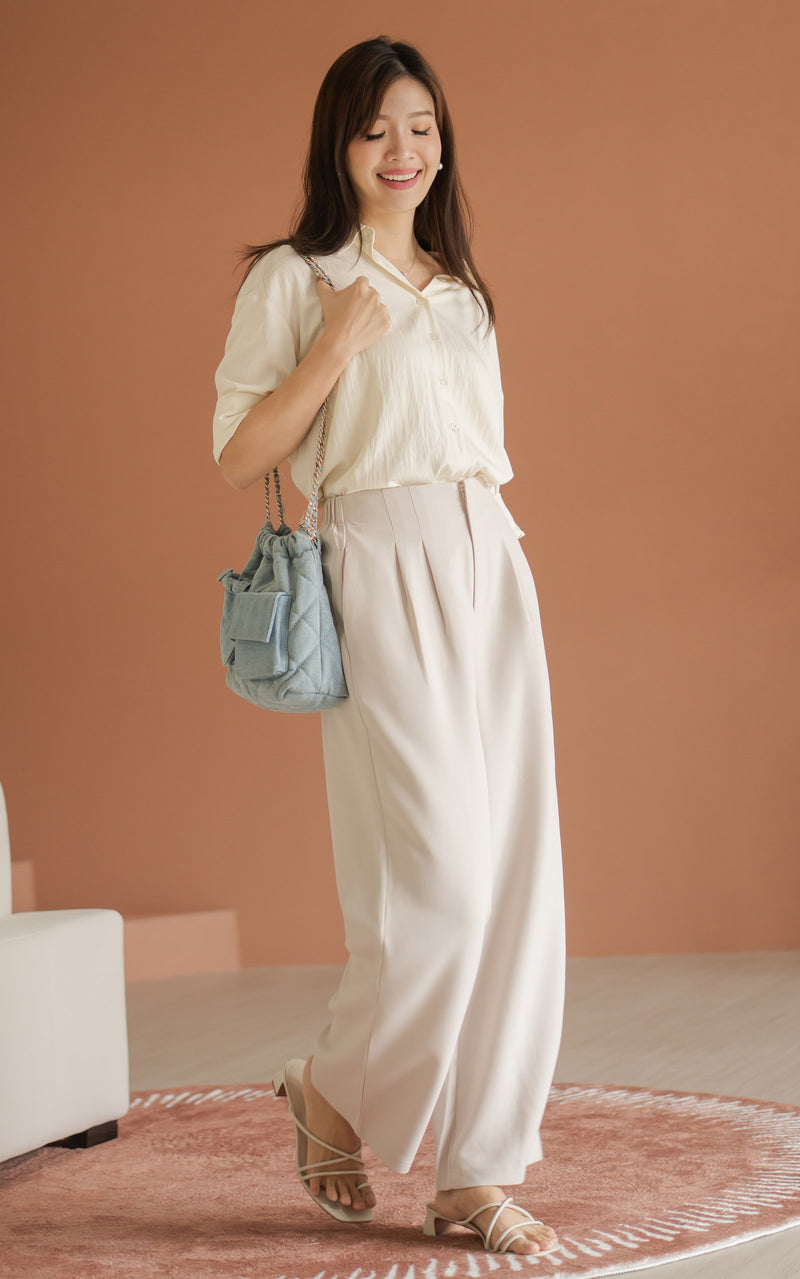 Mabel Flare Cut Maternity Pants in Cream