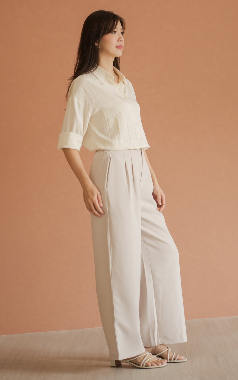 Mabel Flare Cut Maternity Pants in Cream