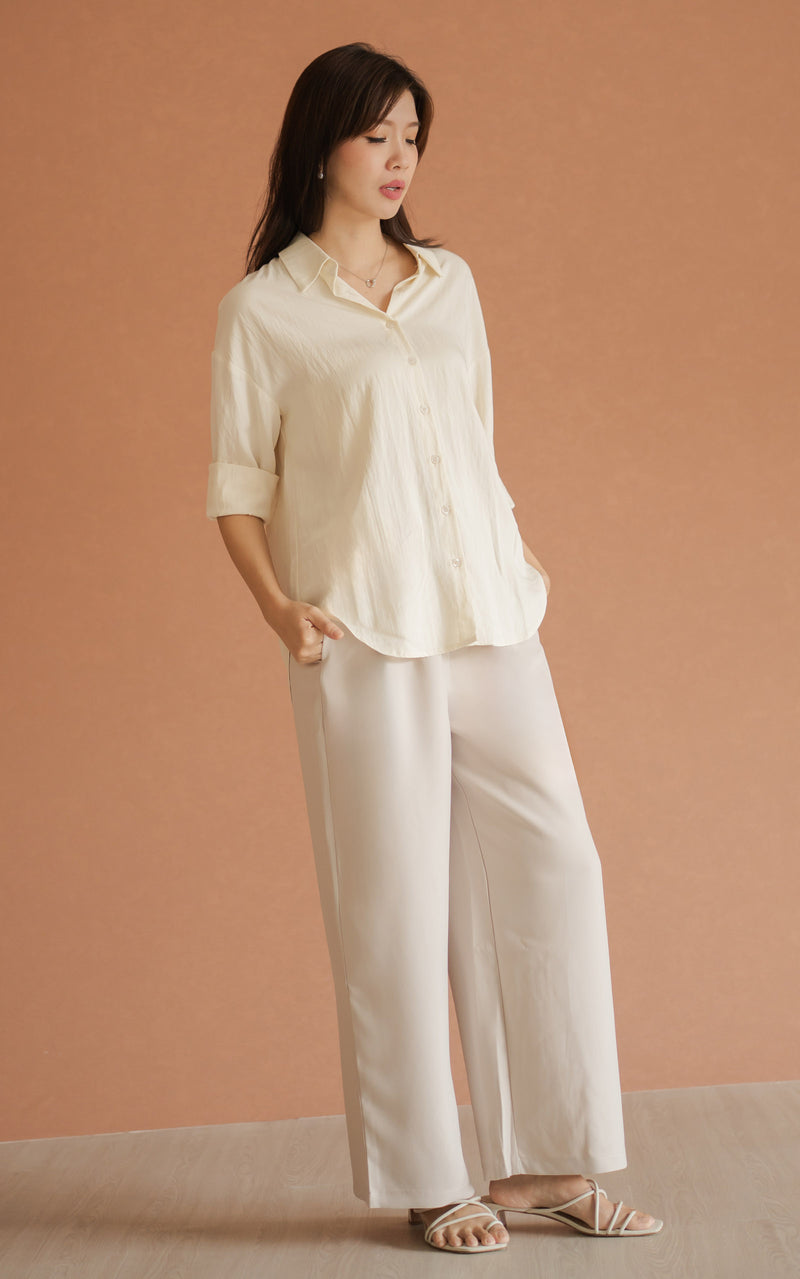 Mabel Flare Cut Maternity Pants in Cream