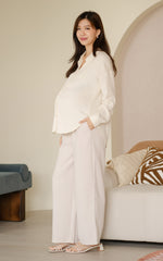 Mabel Flare Cut Maternity Pants in Cream